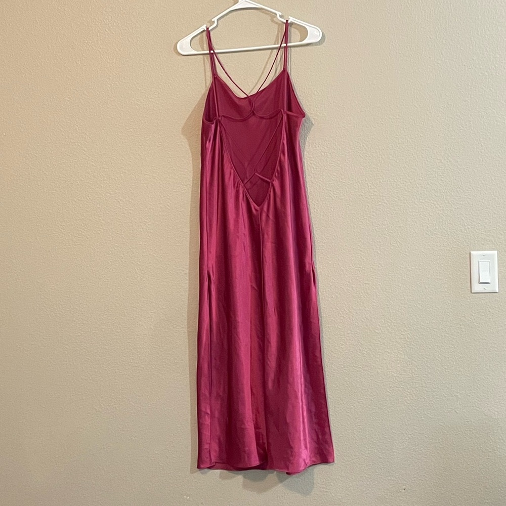 Vintage Satin Slip Dress in Berry Pink - Picture 2 of 5